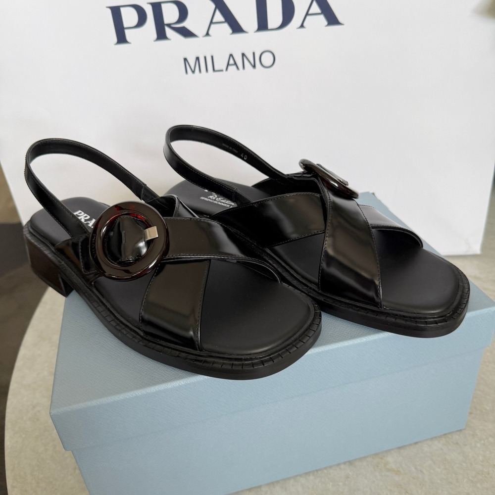 Prada 1X962N Women's Leather slingback sandals shoes, size 37 (US 7) - Picture 8 of 15